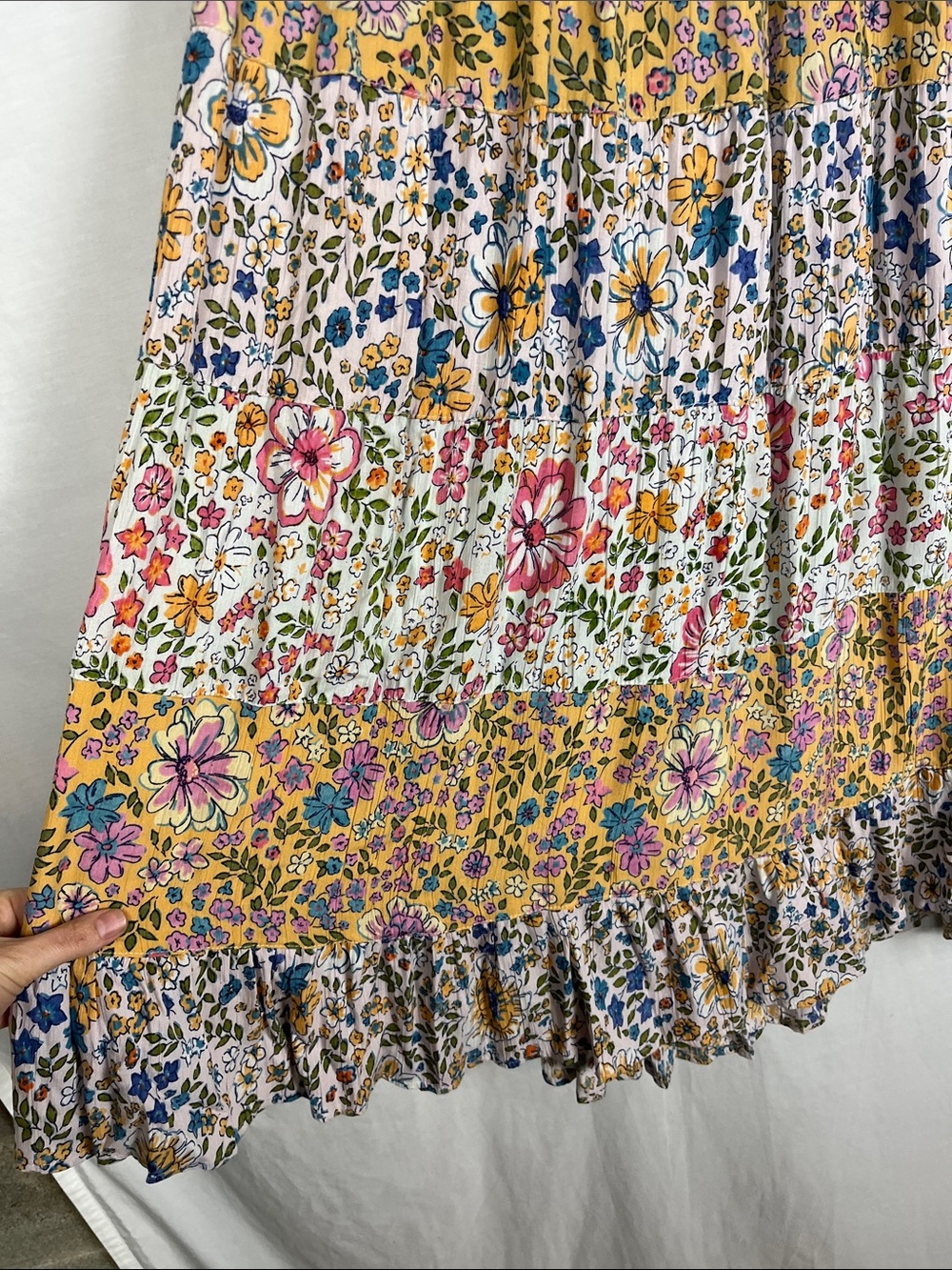 Angie Floral Patchwork Quilted Pull On Skirt - Picture 2 of 9